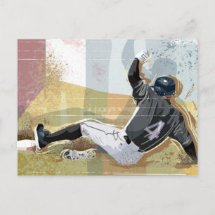 Cartão Postal Jogador de Baseball Deslizando 2