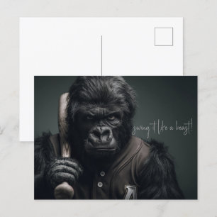 Cartão Postal Jogador de Baseball Gorilla
