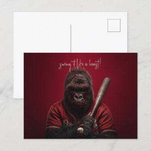 Cartão Postal Jogador de Baseball Gorilla