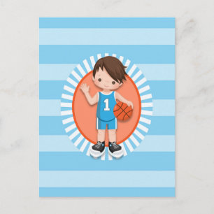 Cartão Postal Jogador de Basquete de Cabelo Castanho