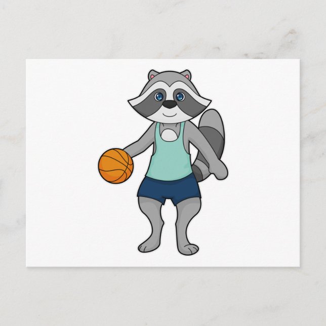 Cartão Postal Jogador de basquete do guaxinim Basquete (Frente)