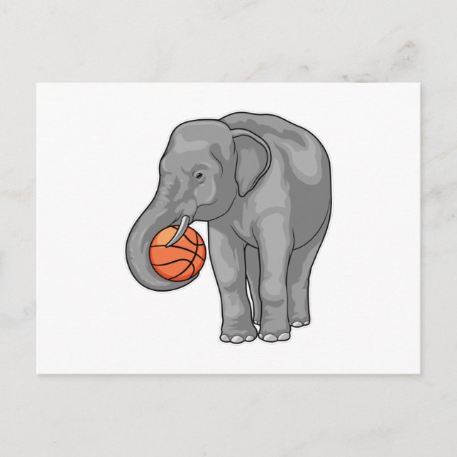 Cartão Postal Jogador de basquete Elefante Basquetebol (Frente)