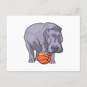 Cartão Postal Jogador de Basquete Hipopótamo Basquete
