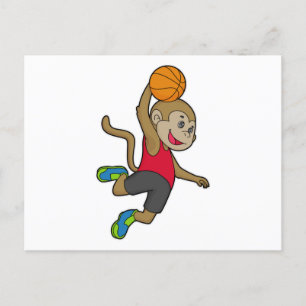 Cartão Postal Jogador de basquete macaco Basquete
