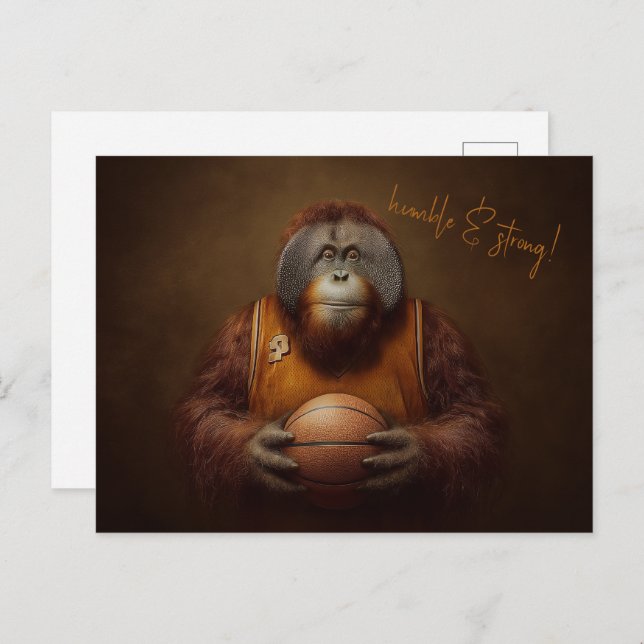 Cartão Postal Jogador de Basquete Orangutan (Frente/Verso)