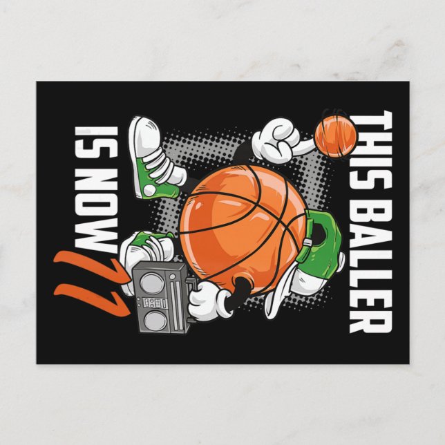 Cartão Postal Jogador de basquetebol de aniversário de 11 anos e (Frente)