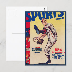 Cartão Postal Jogador de Beisebol Retroativo do Esporte Vintage