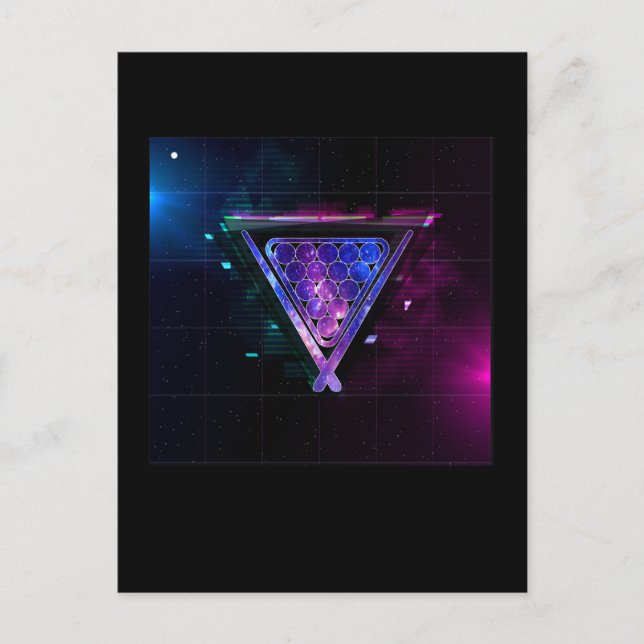 Cartão Postal Jogador de Bilhar Espacial Pool 8 Ball (Frente)