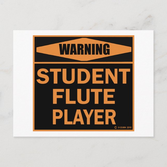 Cartão Postal Jogador de Fluta Estudante de Aviso (Frente)