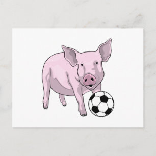 Cartão Postal Jogador de futebol de porco Futebol