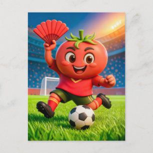 Cartão Postal Jogador de futebol espanhol de tomate em estádio v