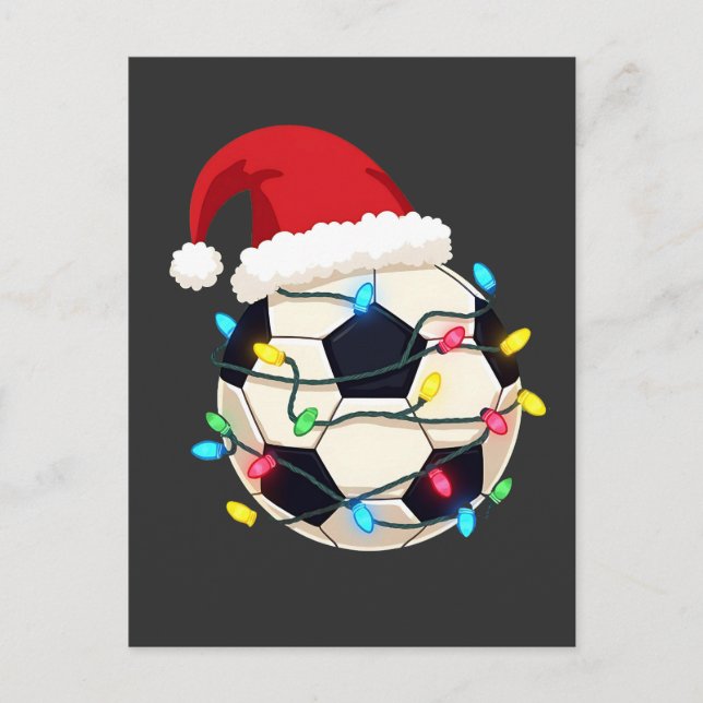 Cartão Postal Jogador de futebol molhado em luzes de Natal (Frente)