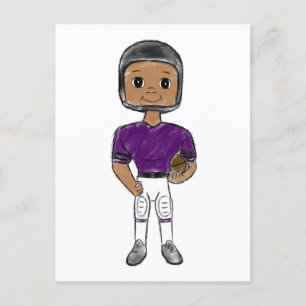Cartão Postal jogador de futebol retrô vintage roxo preto simple