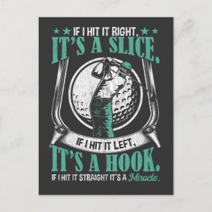 Cartão Postal Jogador de Golfe Engraçado Piada de derrapagem de