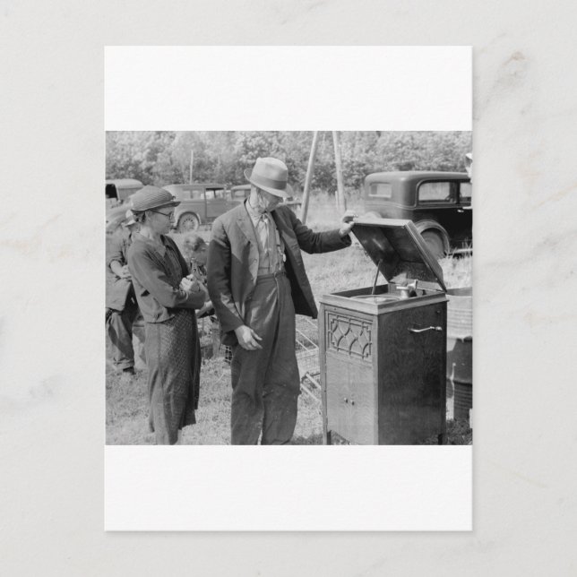 Cartão Postal Jogador de Gravação Antiquado, anos 30 (Frente)