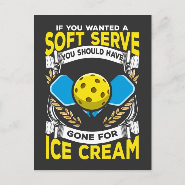 Cartão Postal Jogador de Pickleball Engraçado Serve Esporte Sarc (Frente)