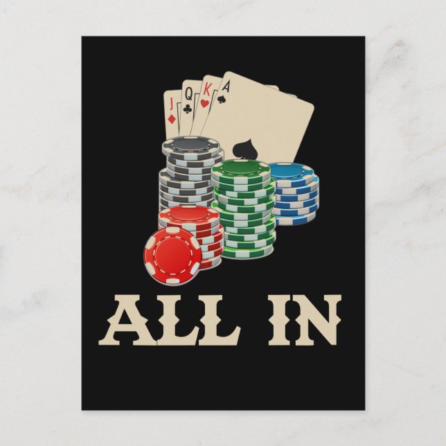 Cartão Postal Jogador de pôquer do Texas hold'Em Casino Gambler (Frente)