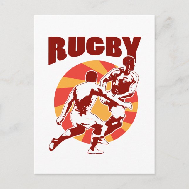 Cartão Postal Jogador de rugby passando no estilo retrô (Frente)