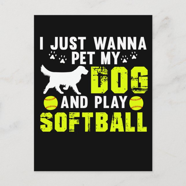 Cartão Postal Jogador de Softball para amantes de cães (Frente)
