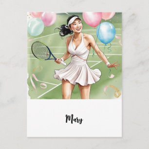 Cartão Postal Jogador de tênis com Feliz Aniversário