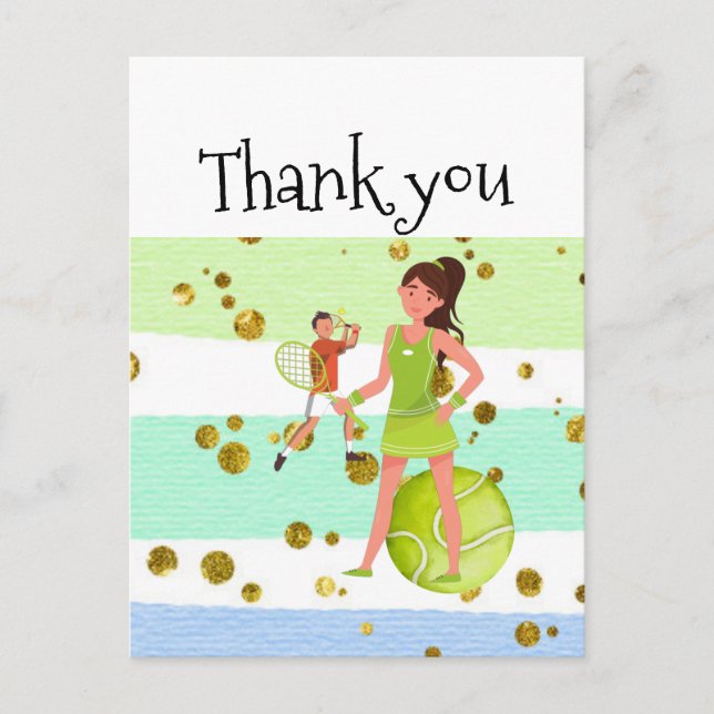 Cartão Postal Jogador de tênis mantém raquete e bola (Frente)