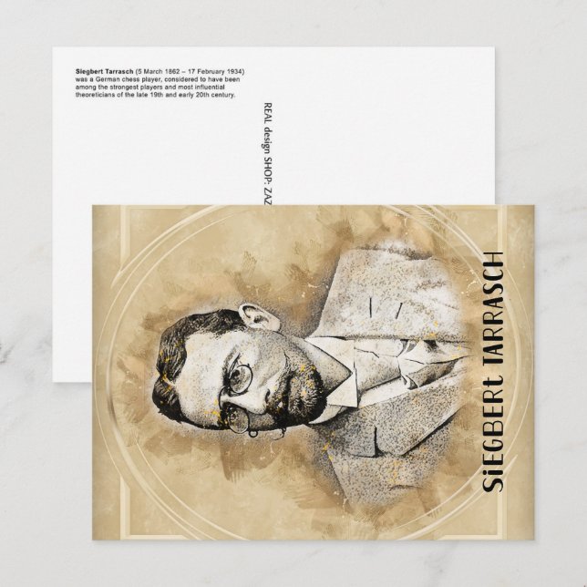Cartão Postal jogador de xadrez Siegbert Tarrasch (Frente/Verso)