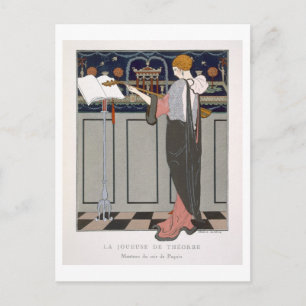 Cartão Postal Jogador Teorbo, design para um casaco de noite