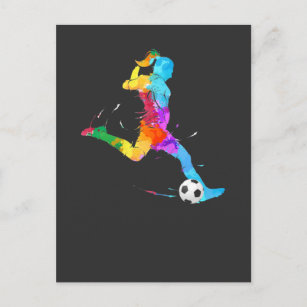Cartão Postal Jogadora Colorida de Futebol