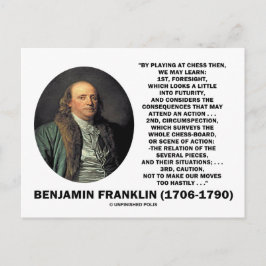 Cartão Postal Jogando Chess Caution Benjamin Franklin Cote