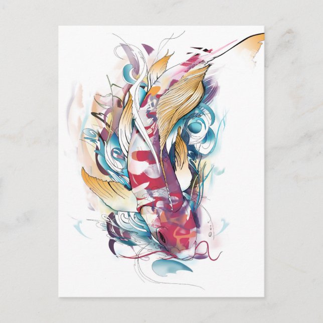 Cartão Postal Jogando Koi (Frente)