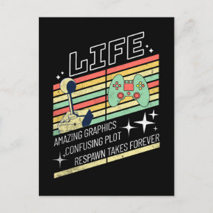 Cartão Postal Jogo da Vida Engraçado Jogador Retro