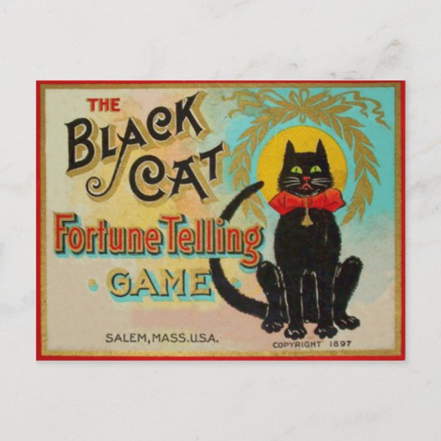 Cartão Postal Jogo de Adivinhação do Gato Preto (Frente)