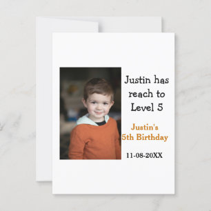 Cartão Postal jogo de aniversário de 5 anos em foto de menino no
