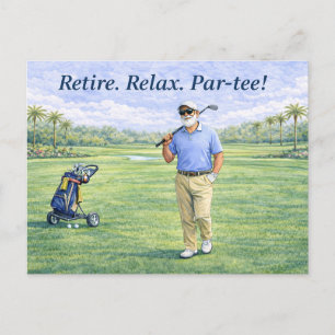 Cartão Postal Jogo de Aposentadoria de Golfe. Conjunto. Golfista