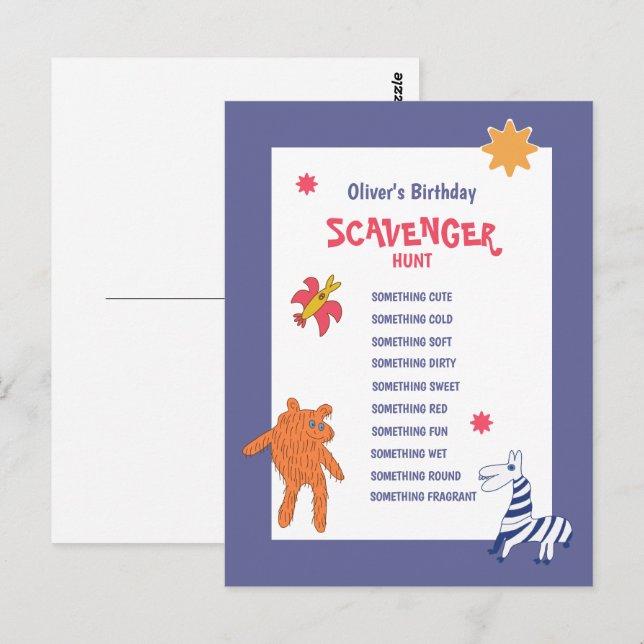 Cartão Postal Jogo de Caça ao Tesouro de Aniversário de Crianças (Frente/Verso)