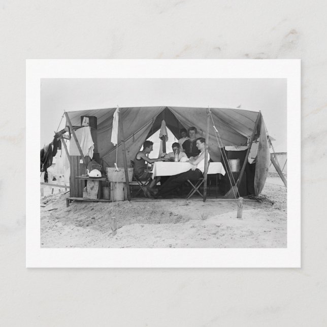 Cartão Postal Jogo de Cartas da Praia de Rockaway, 1910 (Frente)