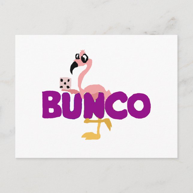 Cartão Postal Jogo de Dice Bunco Engraçado e Flamingo Rosa (Frente)