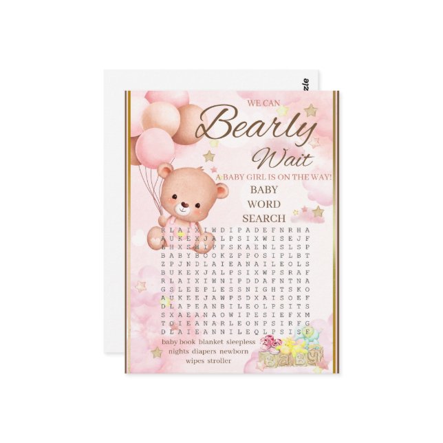 Cartão Postal Jogo de Garota Chá de fraldas (Frente/Verso In Situ)