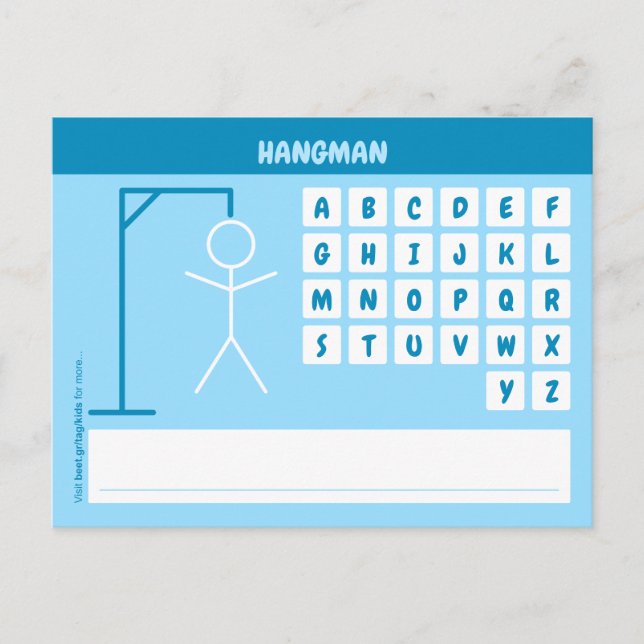 Cartão Postal Jogo de Palavra de Hangman (Frente)