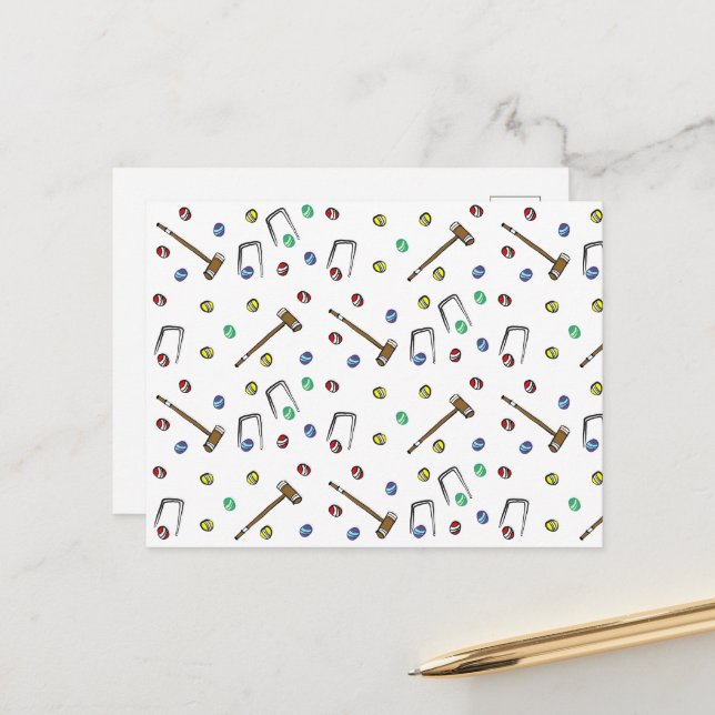 Cartão Postal Jogo de Piquenique de Boho Bonito, Traçado Padrão  (Frente/Verso In Situ)