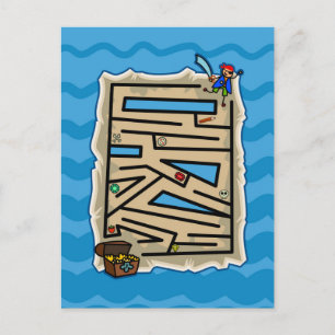 Cartão Postal Jogo de Puzzle de Caça ao Tesouro Pirata para Meni