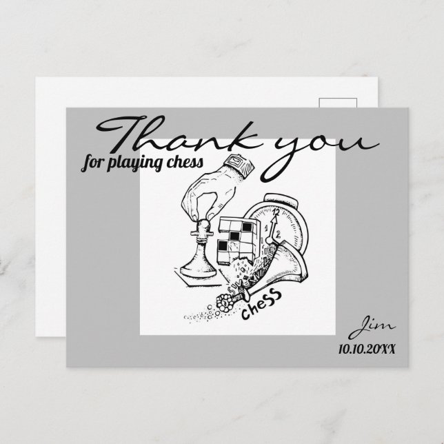 Cartão Postal Jogo de xadrez. Artes gráficas (Frente/Verso)