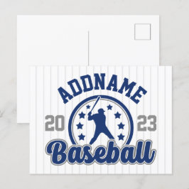 Cartão Postal Jogo Jogador da Equipe Baseball de NOME Personaliz