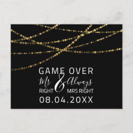 Cartão Postal Jogo Sobre Engraçado Salve A Data Casamento Dourad