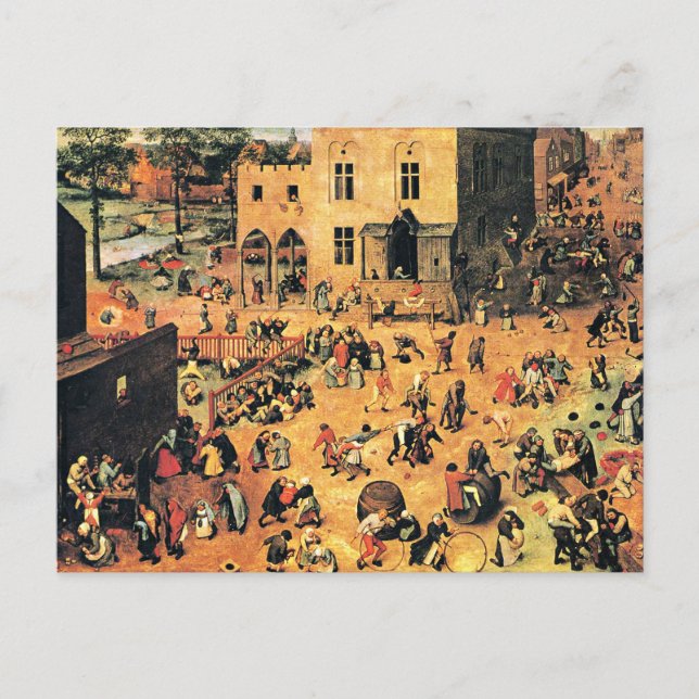 Cartão Postal Jogos infantis, pintura de arte, (Frente)