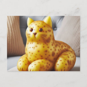 Cartão Postal Jogue um Couro Engraçado Gato de Batata