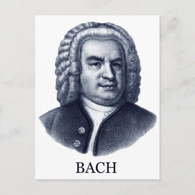 Cartão Postal Johann Sebastian Bach, azul (Frente)