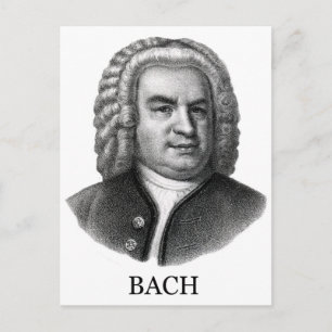 Cartão Postal Johann Sebastian Bach, preto