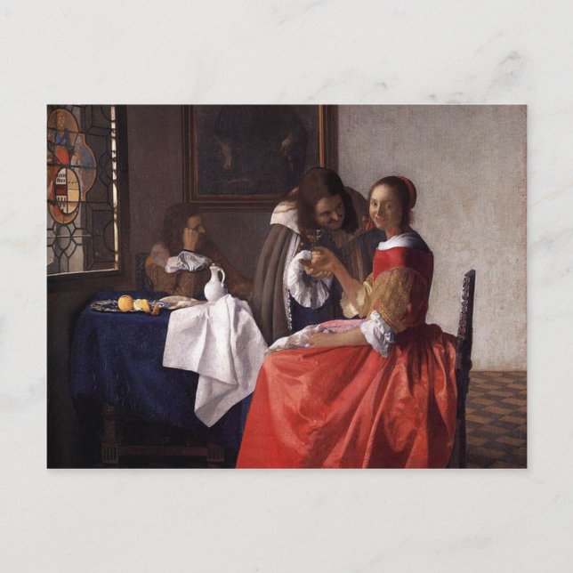 Cartão Postal Johannes Vermeer - A Lady e Dois Cavalheiros (Frente)