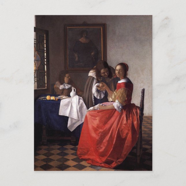 Cartão Postal Johannes Vermeer - A Lady e Dois Cavalheiros (Frente)
